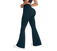RXRXCOCO Pantaloni da donna a vita alta, da yoga, flared leggings bootcut pantaloni push up scrunch booty lunghi pantaloni sportivi da corsa, verde scuro, L