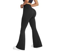 RXRXCOCO Pantaloni da donna a vita alta, da yoga, flared leggings bootcut pantaloni push up scrunch booty lunghi pantaloni sportivi da corsa, Nero , S