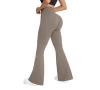 RXRXCOCO Pantaloni da donna a vita alta, da yoga, flared leggings bootcut pantaloni push up scrunch booty lunghi pantaloni sportivi da corsa, Marrone Latteo, M