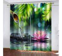 RXWZRL Tenda Oscurante Termica Isolante con Occhielli per Camera da Letto, Tende Soggiorno Oscuranti per Interni Finestre 3D Fiori di Pietra Zen Motivo 100X160 cm 2 Pannelli