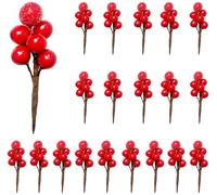 RXXR 20 pezzi Decorazione artificiale bacche finte Decor su filo per la decorazione dell'albero di Natale Corona di fiori DIY Craft Use