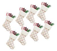 RXXR 8 Pezzi Calze Natalizie da Appendere Personalizzate Calze Natalizie Bianco Velluto Calze Natale Regalo Decorazione per Calze di Natale 9 Pollici Glitter Calza Natale con Peluche Cuff