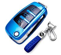 RXXR Custodia per chiave auto compatibile con Audi A1 A3 A4 A6 A8 Quattro Q2 Q3 Q7 S3 S6 RS3 RS6 R8 TT TTS 3 pulsanti Flip Key