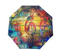 RXYY - Ombrello da viaggio compatto e antivento, leggero, con note musicali astratte e pieghevoli, per donne e uomini, ragazzi e ragazze, con chiusura automatica