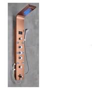 RY Black Shower Column, LED Rainfall Shower Panel, Rose d SPA Mixer Faucet with Temperature Display, Modern Bathroom Shower System, Slish Showerhead