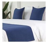 ry - Runner da letto blu scuro, in lino, per hotel e camera da letto, 50 x 180 cm, perfetto per proteggere la biancheria da letto per letti da 1,2 m