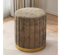 ry - Sgabello ottomano in velluto, imbottito, rotondo, per camera da letto e soggiorno, extra morbido, piccolo, 33 x 43,2 cm, colore: marrone