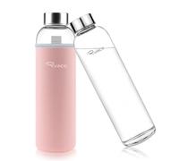 Ryaco Bottiglia d'Acqua 1000 ml/1L, Borraccia Vetro Portatile con Guaina per Bevande Calde e Fredde, Senza BPA, Borraccia in Vetro con Pennello in Spugna, Lavabile in Lavastoviglie