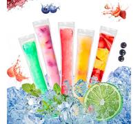 RYAN 200 Pezzi Sacchetti per Ghiaccioli Bustine Trasparenti per Ghiaccioli con 1 Pezzo di Imbuto Blu Buste per Ghiaccioli per DIY Frutta Bastoncini di Yogurt Frullati (5.5 x 28 cm)