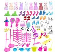 RYAN 88 Pezzi Vestiti e Accessori per Bambole Dolls 10 Abiti Barbie e 78 Barbie Accessori per Barbie Vestiti Barbie e Accessori per Della Ragazza Compleanno Giorno Bambini