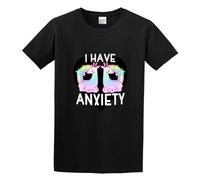 Ryan Ames Kawaii Pastel Goth I Have Anxiety Cute Unisex 100% Cotton Short-Sleeve T-Shirts Black M