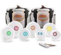 RYAN DVAN Set di 7 campane tibetane in cristallo di quarzo smerigliato con simbolo dei chakra, 432 Hz, 17-30 cm, con custodia per il trasporto