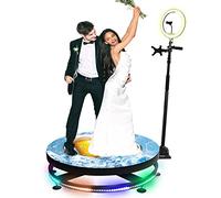 Ryanong Cabina video slow motion, macchina fotografica a 360 gradi, rotazione automatica della piattaforma, grado di rotazione selfie, con luce ad anello e supporto regolabile, 80 cm