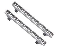 Ryanong Maniglia per cassettiera, moderna, decorata in Europa, con strass trasparenti, per mobili, porte, armadi, cassetti (A, distanza foro 96 mm)