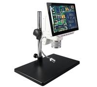 Ryanong Microscopio con zoom per osservazione digitale, video microscopio elettronico da 10,6 pollici, HD, LCD, per riparazione telefono, lente d'ingrandimento + supporto in metallo