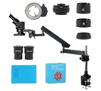 Ryanong Microscopio da laboratorio Accessori 3.5X45X Microscopio Stereo Trinoculare Simul-Focale 4K 2k 55MP HDMI Videocamera USB Braccio Articolato Colonna Morsetto Kit di Riparazione Telefono