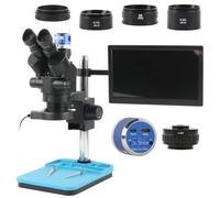 Ryanong Microscopio da laboratorio Accessori 7X-100X Simul Focale Stereo Trinoculare Microscopio w/1080P 48MP 2K 4K HDMI Videocamera USB Monitor LCD da 11,6 pollici per PCB Saldatura Set