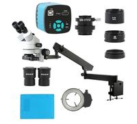 Ryanong Microscopio da laboratorio Simul Focale Parfocale 3.5X-90X Trinoculare Stereo Microscopio UHD 48MP 4K HDMI USB Videocamera con Braccio Pilastro Morsetto Stand, Bianco A
