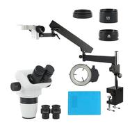 Ryanong Microscopio Osservazione 3.35X 6.7X 45X 90X Parfocale Binoculare Stereo Microscopio con Braccio Articolato Focul Morsetto Pilastro Stand B 25MM colonna
