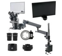 Ryanong Microscopio Osservazione 3.5-45X Simul-Focus Trinoculare Stereo Microscopio FHD 1080P HDMI Video Misurazione Camera w/11.6 "Display Morsetto Cerniera Staffa