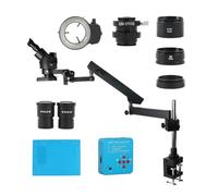 Ryanong Microscopio Osservazione Tipo C 32MM Colonna Simul-Focus 3.5X-90X Zoom Parfocale Trinoculare Stereo Microscopio Articolante Braccio Morsetto Stand 48MP 2K HDMI Videocamera USB