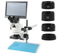 Ryanong Microscopio per osservazione 7X-45X Zoom Simul-Focale Trinoculare Stereo Microscopio + 0.5X 2X 0.7X 1X Obiettivo ausiliario + Fotocamera HDMI Monitor LCD 10.1"
