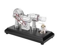 Ryanong Motore Modello Motore Scienza Esperimento Kit di Combustione Esterna Motore Fisica Insegnamento Strumento Base In Legno Nero Con Led Fisica Scienza Educazione Giocattoli,