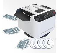 Ryanong RIJPEX - Distributore automatico di carte da gioco con distributore di carte e shuffler, rotabile a 360°, con 4 pulsanti senza fili, per UNO, Blackjack, Texas Hold'em, nero e bianco