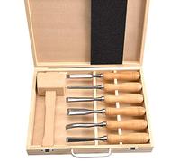 Ryanong Set di 7 scalpelli per legno per la lavorazione del legno con manici in legno, martello e scatola di legno per carpenteria lavorazione del legno