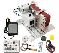 Ryanong Set levigatrice a nastro per lucidatura e rettifica, kit fai da te, mini levigatrice a nastro Apex affilatrice con 10 nastri abrasivi e alimentatore di controllo della velocità da 400 W