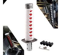 RYANSTAR Pomello del cambio a spada Pomello del cambio Katana Samural Leva del cambio universale compatibile con auto manuali e la maggior parte delle auto automatiche con 4 adattatori bianco+rosso