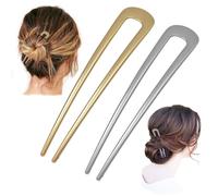 Ryaupy 2PCS Semplici Metallo Forcina U-Forma - Francese Spille per Chignon - Capelli Fermacapelli Donna Adatto per Capelli più Spessi e Lunghi(Oro e Argento)