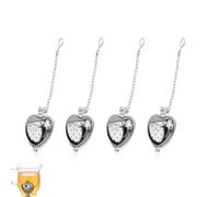 Ryaupy 4PCS Infusore per tè a Forma Cuore Acciaio Inossidabile - caffettiera a Forma Cuore con Catenella - infusore per tè in Polvere e spezie