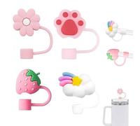 Ryaupy Confezione da 4 Copri cannucce in Silicone Antipolvere, Manicotto Riutilizzabile in Silicone per cannucce, cannucce per frullati e Posate da Cocktail, con Manico (10 mm)