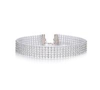 Ryaupy Larga collana girocollo a strati di diamanti sintetici, in argento, a catena da tennis, corta, brillante, per donne e ragazze