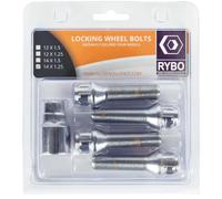 RYBO Set di 4 bulloni di bloccaggio per cerchi in lega M14 x 1,25 (cromati o neri, lunghezza filettatura 40 mm)