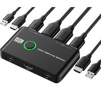 Rybozen KVM Switch HDMI, 4K @60Hz USB Switch per 2 Computer Condividono Tastiera, Mouse, Stampante e un Monitor HD, Switch KVM con 2 Cavi USB e 2 Cavi HDMI