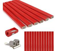 Rybtd 20 Pezzi Matita ottagonale HB 177mm Matite da carpentiere con Temperamatita per uso professionale nella lavorazione del legno (rosso)