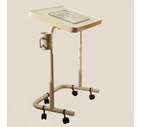 RYDZCLH Tavolino Laterale A Forma Di C Regolabile in Altezza, Tavolini Da Divano Con Ruote, Tavolino Pieghevole Per TV Con Portabicchieri, Tavolino A Forma Di C Per Divano,Beige,M