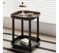 RYDZCLH Tavolino Laterale Mobile Per Divano, Tavolino Rotondo A Due Livelli, Tavolini Laterali Con Spazio Di Archiviazione Per Soggiorno, Camera Da Letto, Giardino, Patio, Tavoli Da Esterno,Nero
