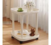 RYDZCLH Tavolino Laterale Mobile Per Divano, Tavolino Rotondo A Due Livelli, Tavolini Laterali Con Spazio Di Archiviazione Per Soggiorno, Camera Da Letto, Giardino, Patio, Tavoli Da Esterno,Bianca