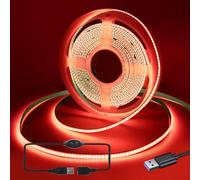 RYE USB Power 2 m 5 V COB LED rosso striscia di luce Kit 320 LEDs/M, CRI80+, corda flessibile e nastro luce per monitor TV, specchio, armadietto, illuminazione fai da te, alimentatore escluso.