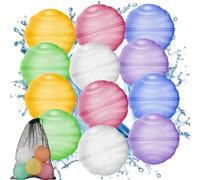 Ryebme Palloncino Acqua Magnetico Riutilizzabile Sicuro per Bambini - Gioco Estivo da Esterno per Giardino, Spiaggia e Piscina - Kit da 12 con 1 Retini