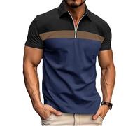 Ryehack Polo Uomo 1/4 Zip Casual Top Manica Corta Maglietta Raglan Cotone Camicia Golf Regular Fit S-3XL