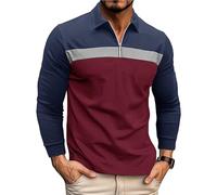 Ryehack Polo Uomo 1/4 Zip Casual Top Manica Lunga Maglietta Raglan Cotone Camicia Golf Regular Fit S-3XL