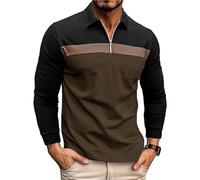 Ryehack Polo Uomo 1/4 Zip Casual Top Manica Lunga Maglietta Raglan Cotone Camicia Golf Regular Fit S-3XL