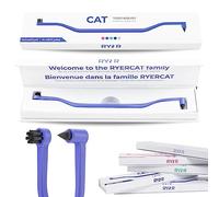 RYERCAT Spazzolino da denti a due lati, micro testa per gattini | Spazzolino da denti per gatti in plastica con amido di mais con micro testina, setole morbide e plettro molare per gatti e