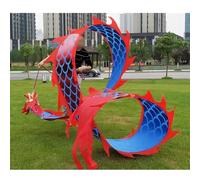 Rygcrud Danza All'aperto - Nastro Drago Poi Streamer con Testa 3D, Set di Giocoleria per Principianti da Regalare, Spettacoli Durante I Festival, Giocattoli per Il Fitness(Blue-Red,6m/19.7ft)