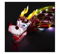 Rygcrud Dragon Poi con Testa in Plastica 3D, Danza All'aperto - Nastro Cinese Modellato per Regali, Spettacoli Durante I Festival, Giocattoli per Il Fitness(Green-Red,8m/26ft)