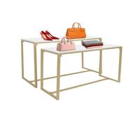 Rygcrud in Metallo Scarpa Borsa Espositore, Impilabile Tavoli di Nidificazione - Set di 2 Pezzi, Scaffale Espositivo per Negozi di Abbigliamento/Dettaglio, Mobili D'accento Espositore da Banco